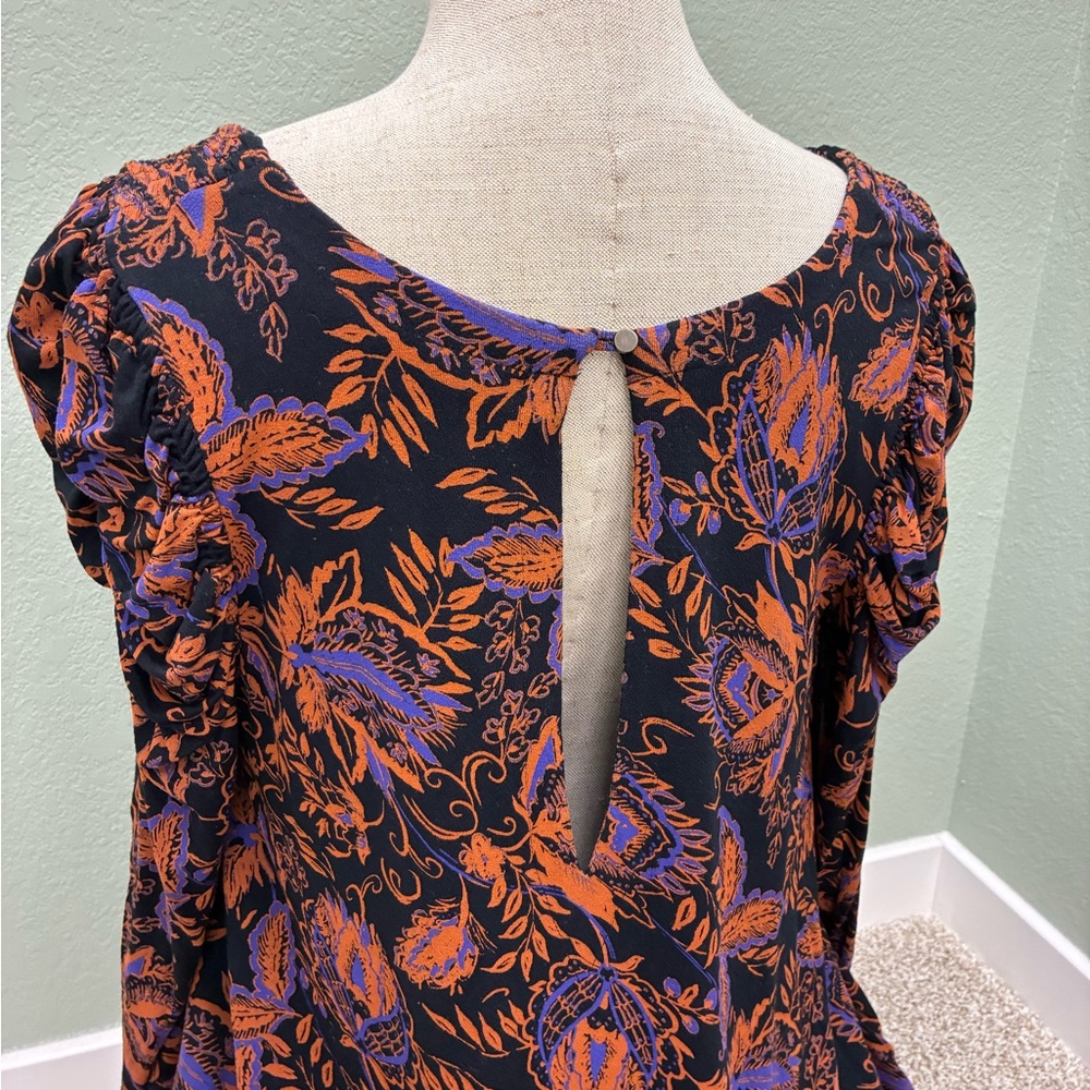 Free People Orange and Purple/blue Floral Tunic - Picture 6 of 12
